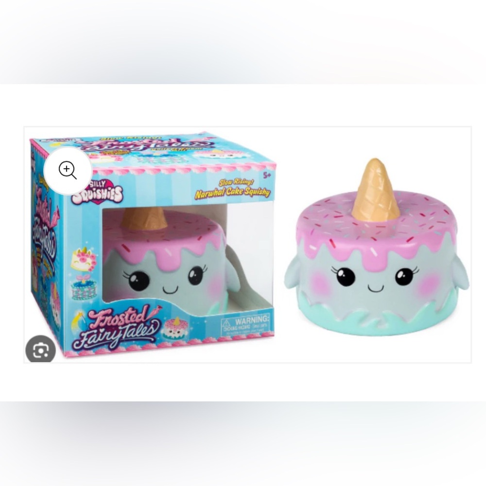 NIB Frosted Fairy Tales Narwhal Cake Squishy - Pink and Blue